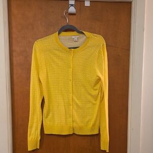 J. Crew Yellow Polka Dot Caryn Cardigan M